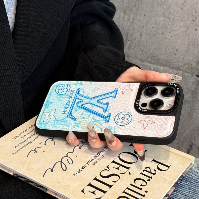 Custodia per iPhone in pelle blu Lou