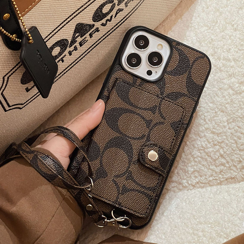 Funda de iPhone con cadena de cuero y bolso Coa Card
