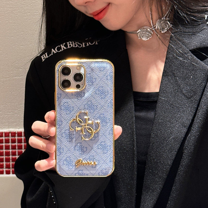 Gue Gold Logo Læder iPhone etui