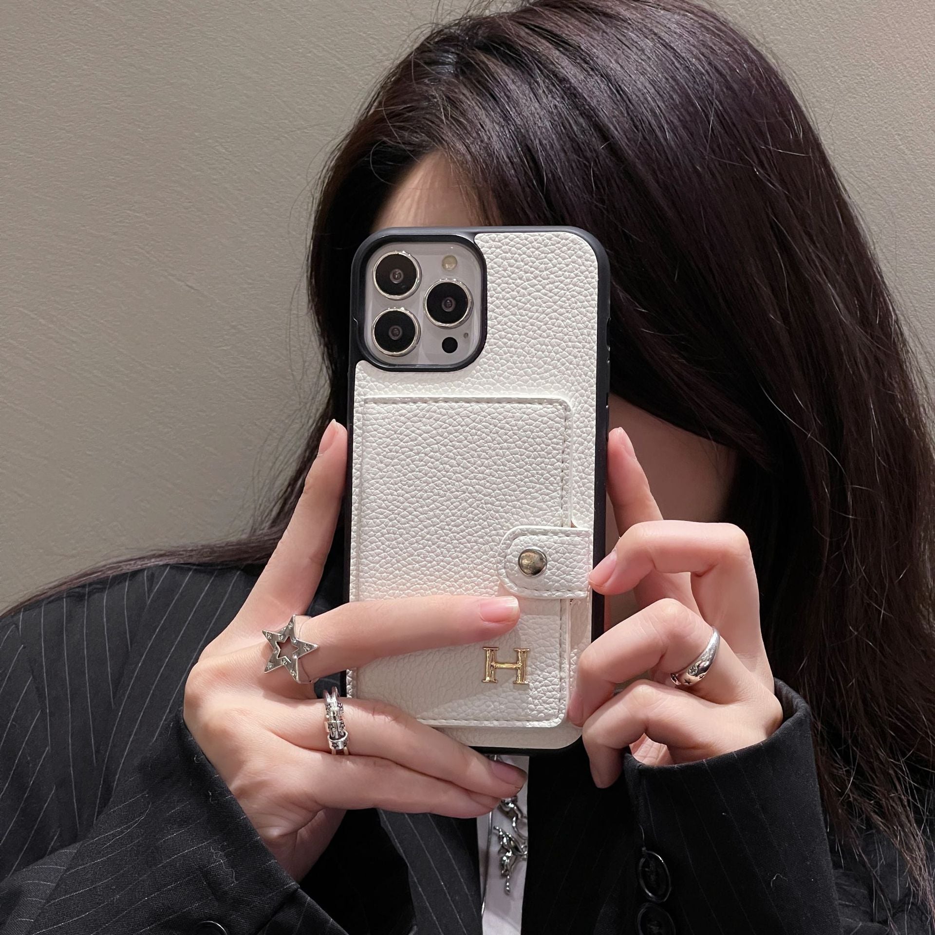 H レザー カードホルダー iPhone ケース