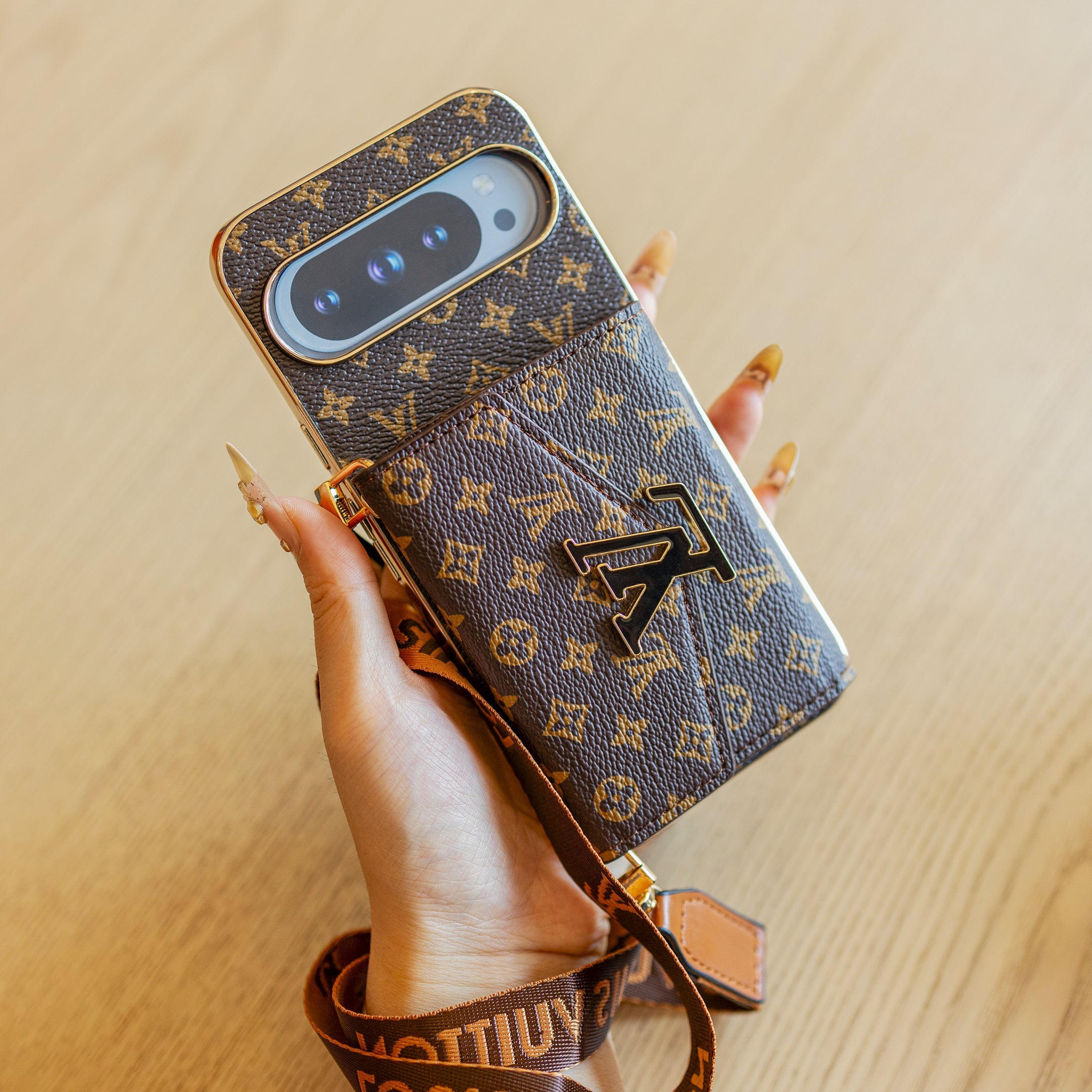Étui de téléphone Google Pixel avec lanière de style luxe