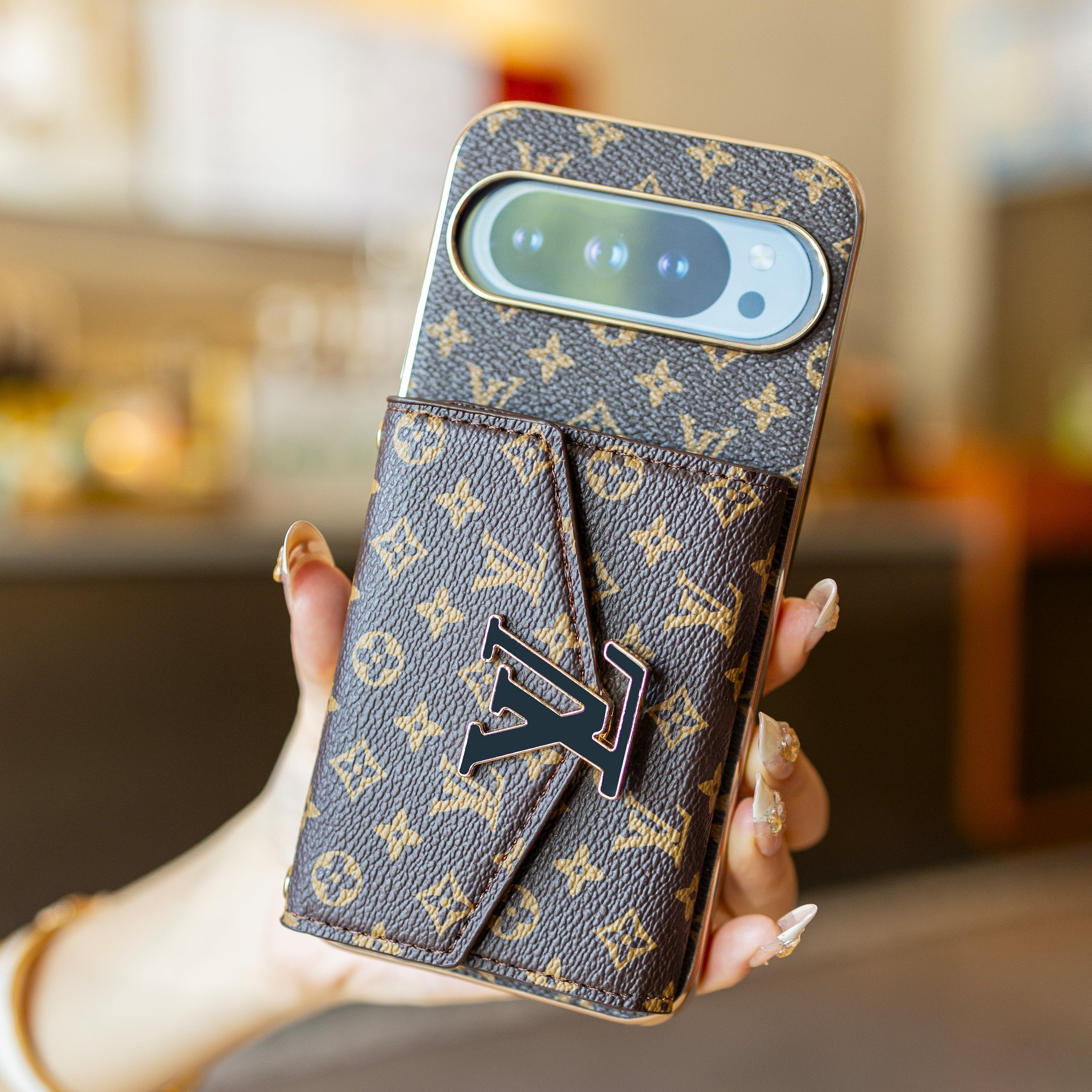 Étui de téléphone Google Pixel avec lanière de style luxe