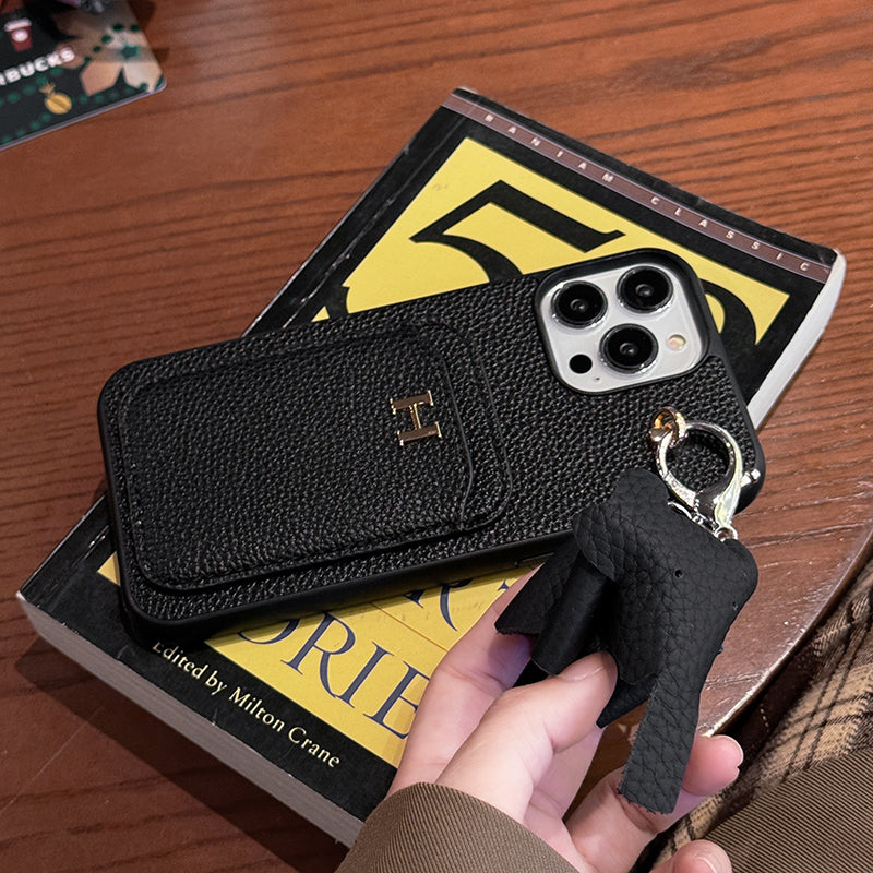 2025Nueva llegada &nbsp;Funda de cuero con colgante para iPhone con tarjetero H