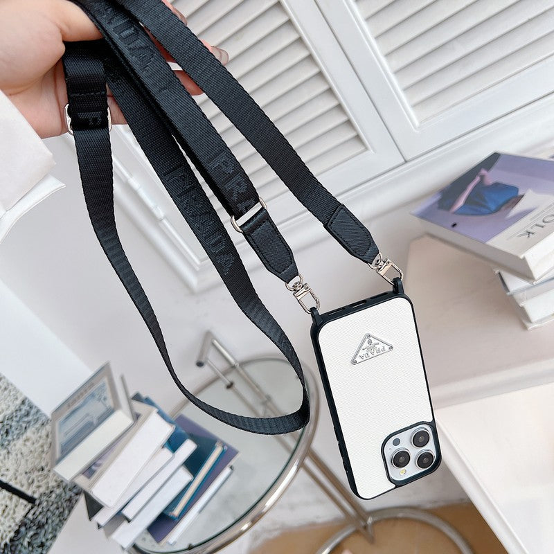 Pra 크로스바디 가죽 아이폰 케이스