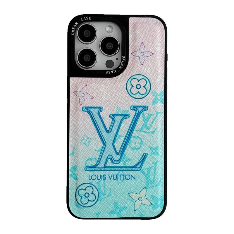 Custodia per iPhone in pelle blu Lou