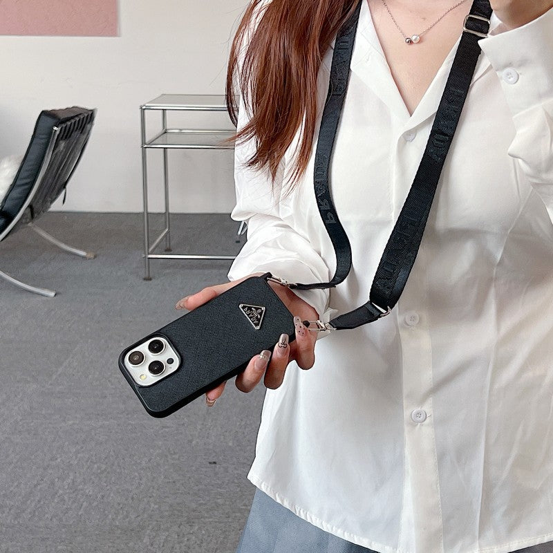 Pra 크로스바디 가죽 아이폰 케이스