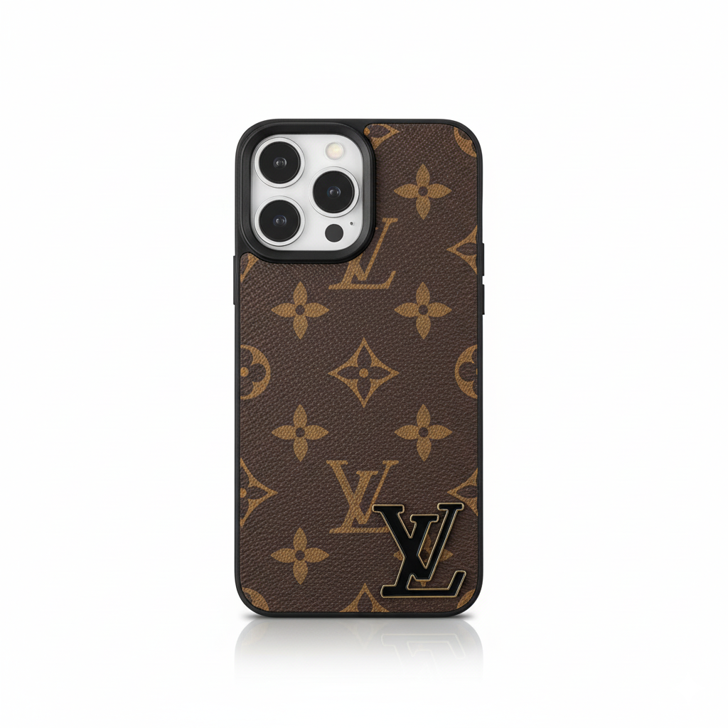 Custodia per iPhone in pelle con logo Lou nero