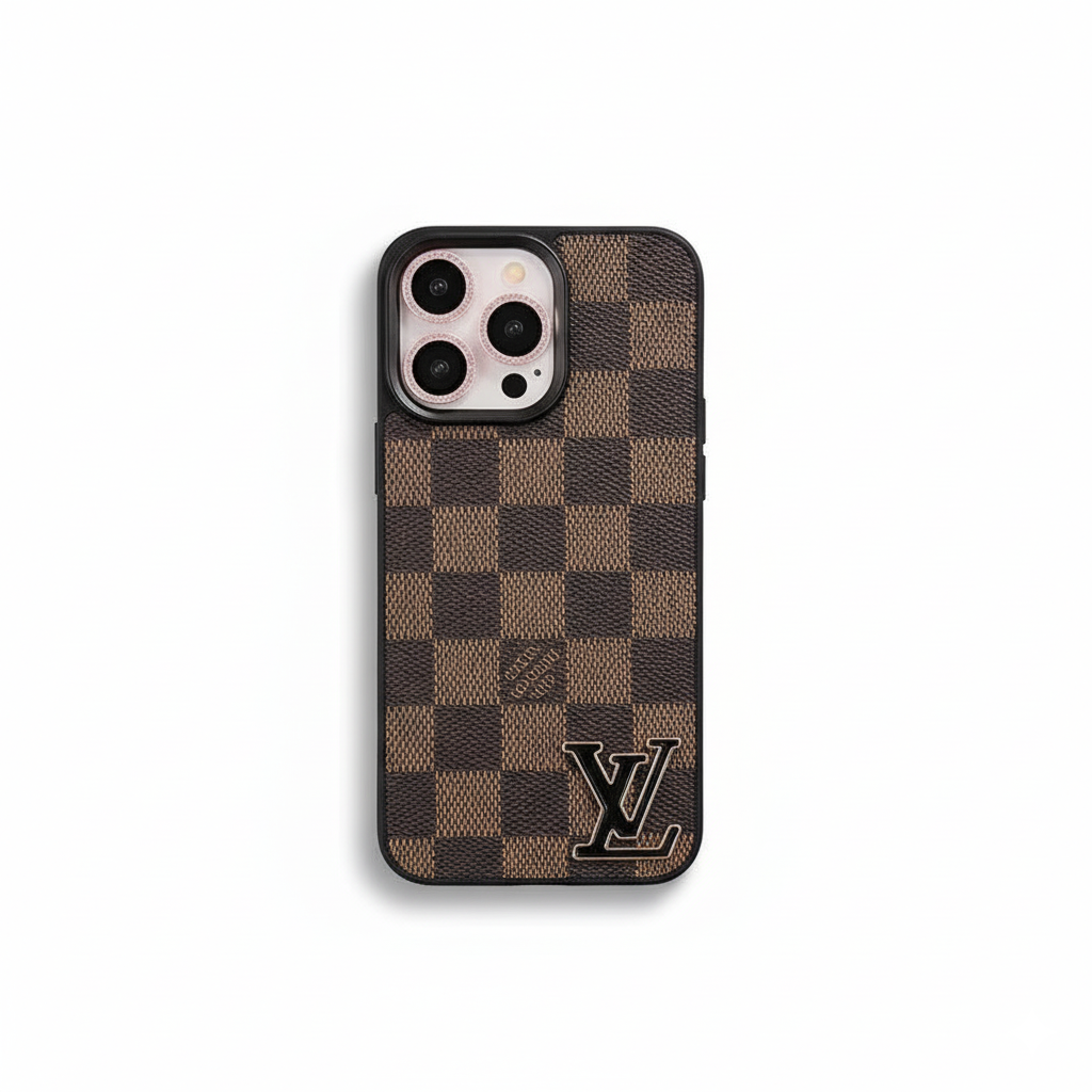 Custodia per iPhone in pelle con logo Lou nero