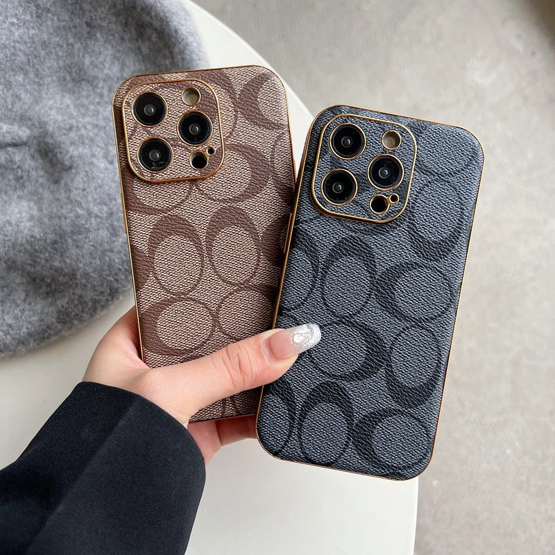 Custodia per iPhone Coach in pelle marrone chiaro -QBK240513