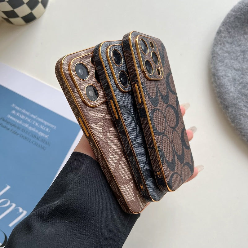 Custodia per iPhone Coach in pelle marrone chiaro -QBK240513