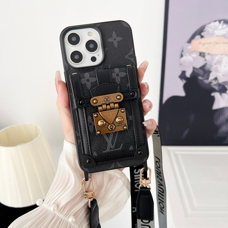 Lou Black & White Crossbody Chain iPhone Case