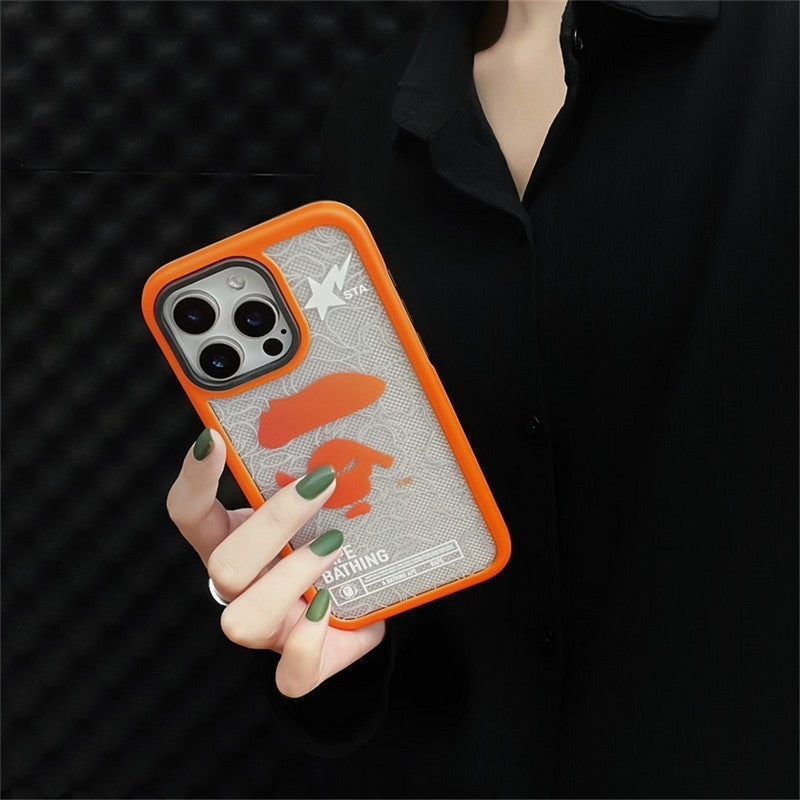 Custodia per iPhone con copertina arancione scimmia