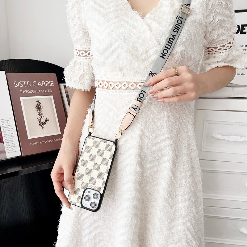 ルー・ブラック & ホワイト クロスボディ iPhone ケース