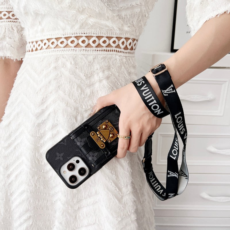 Lou Black & White Crossbody Chain iPhone Case