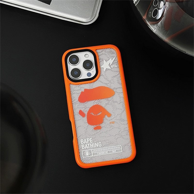 Custodia per iPhone con copertina arancione scimmia
