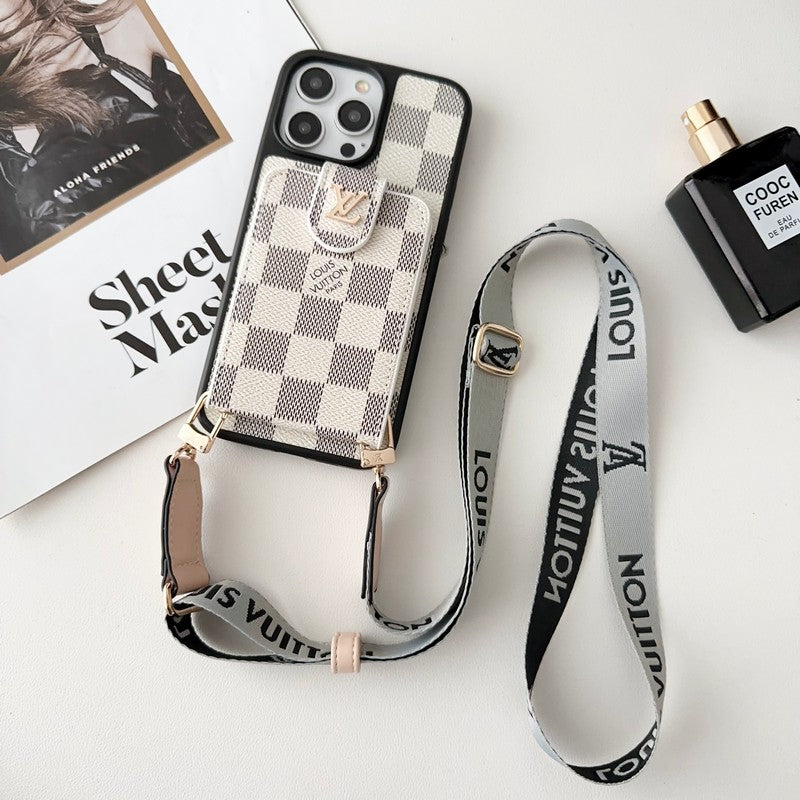 Lou Black & White Crossbody Card Bag iPhone Case