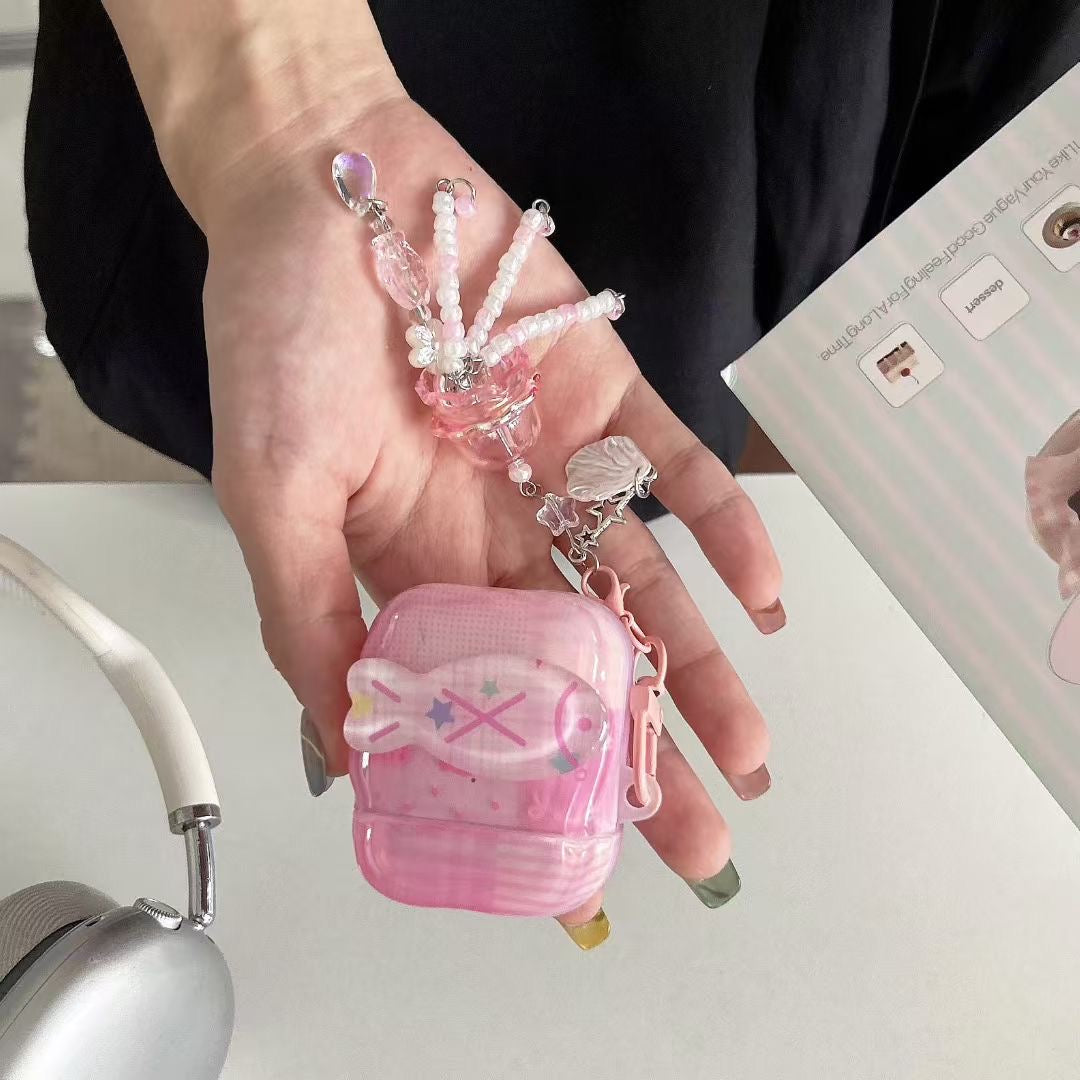 Pink Unicorn AirPods Case with Crystal Beaded Charm