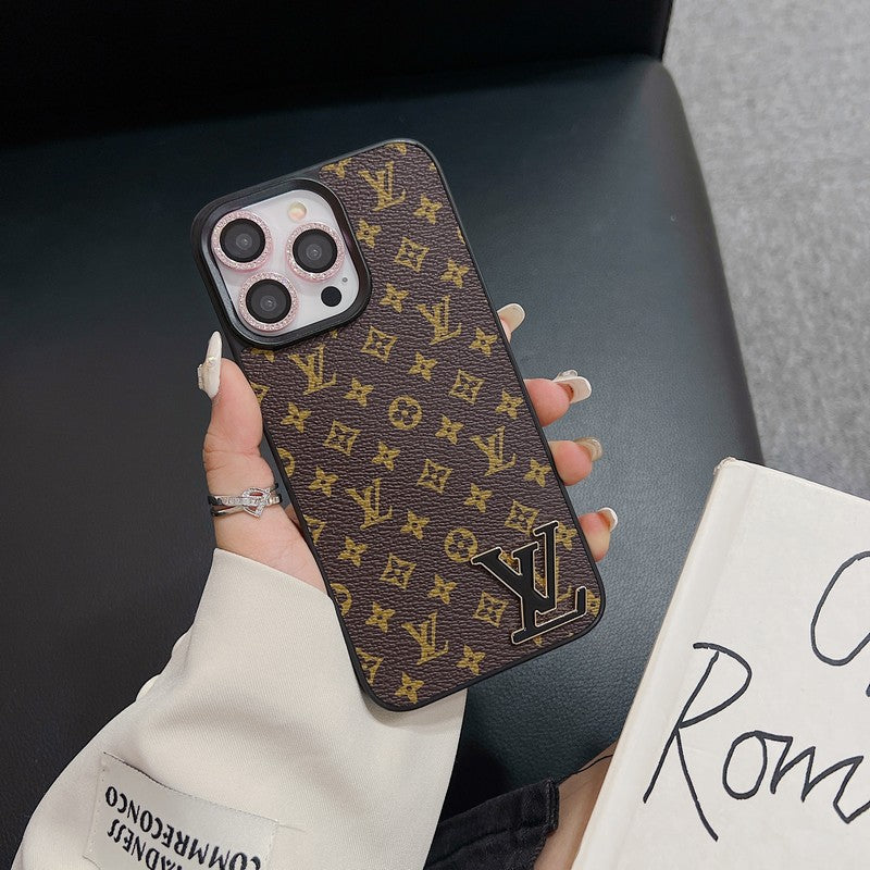 Custodia per iPhone in pelle con logo Lou nero