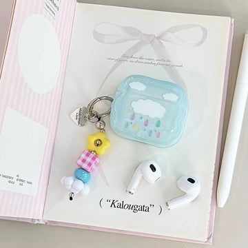 Blue Cloud AirPods Case with Beaded Charm