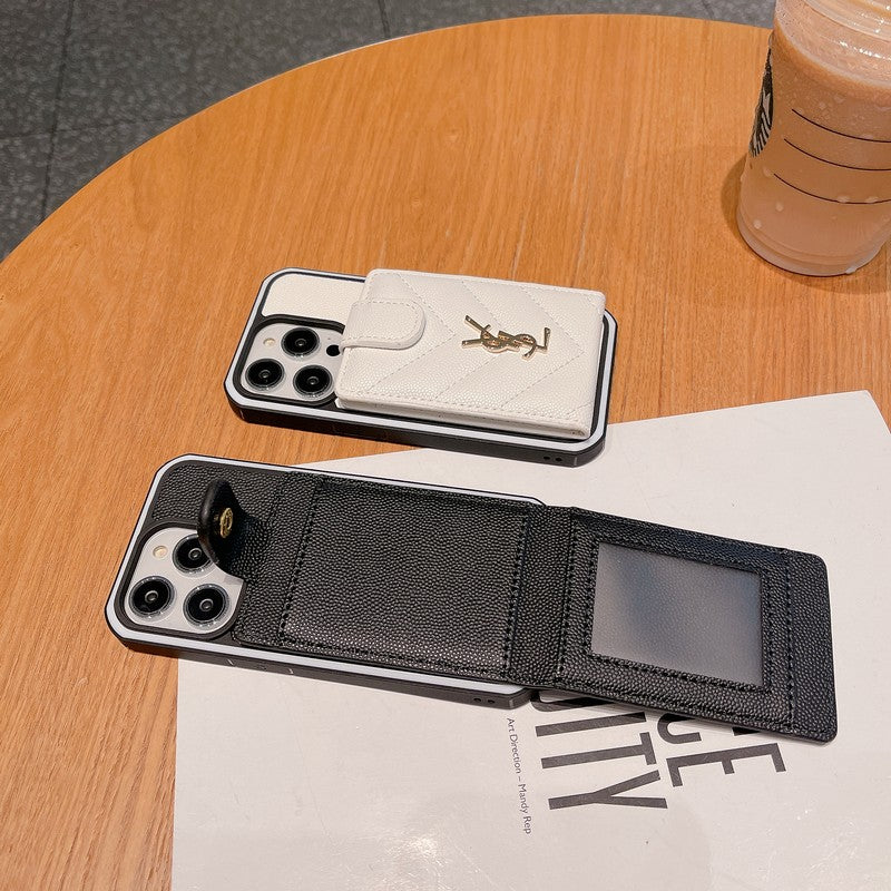 세인트 카드 백 컬러 가죽 아이폰 케이스