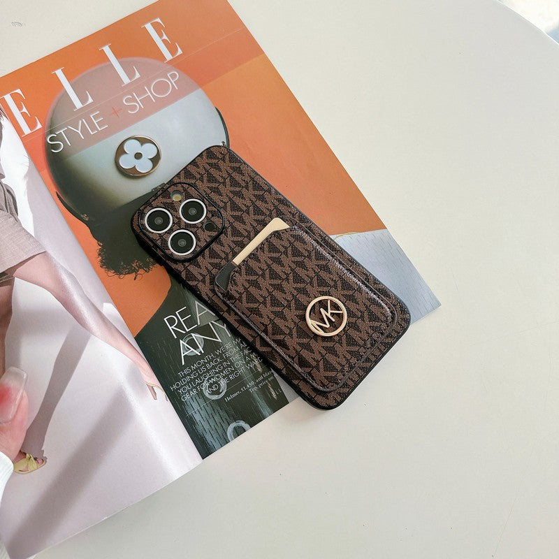 MK カードバッグ ゴールドロゴ iPhone ケース