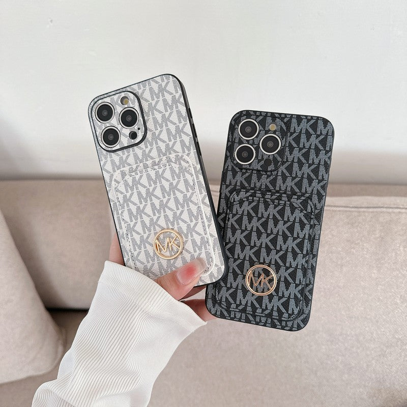 MK カードバッグ ゴールドロゴ iPhone ケース