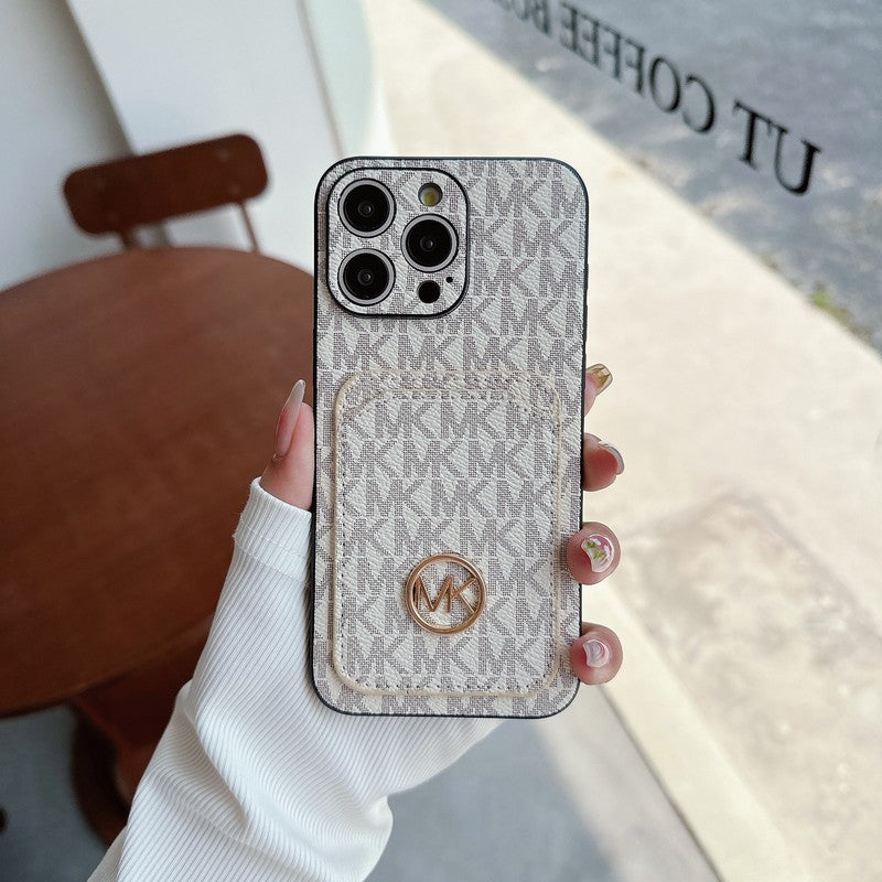 MK カードバッグ ゴールドロゴ iPhone ケース