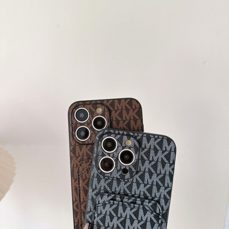 MK カードバッグ ゴールドロゴ iPhone ケース