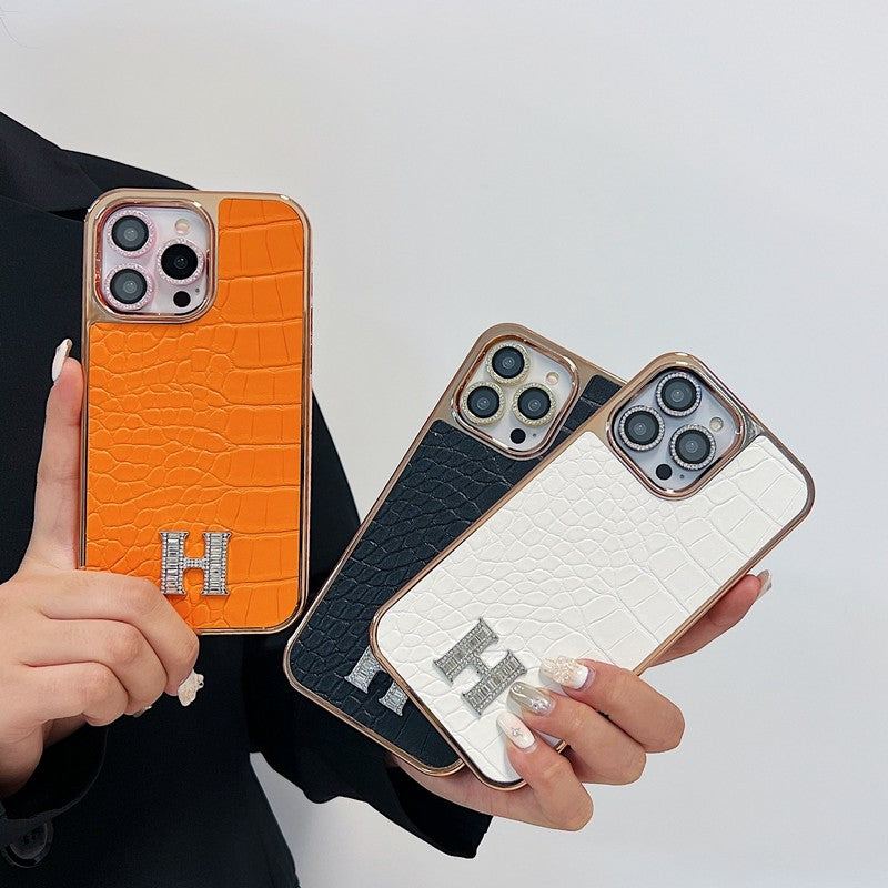 Herm ダイヤモンド ロゴ ローズゴールド iPhone ケース