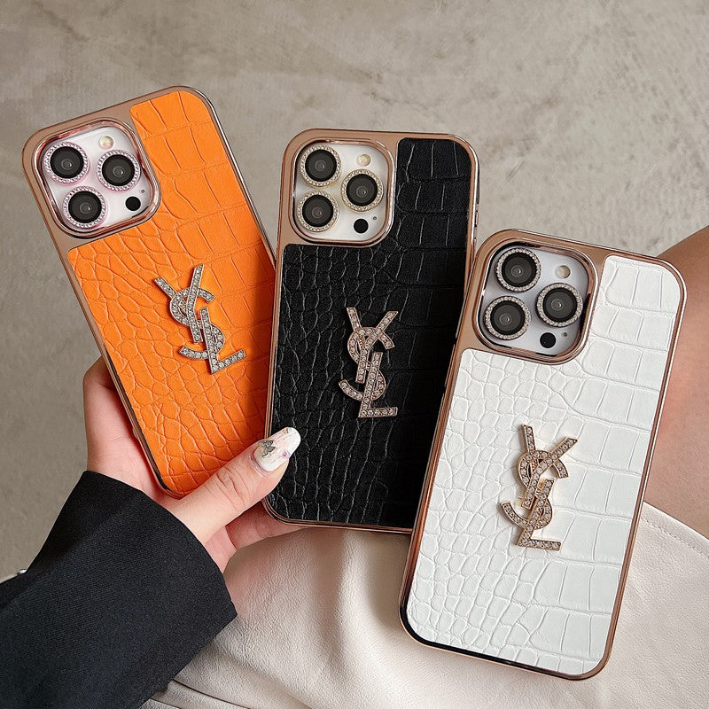 세인트 컬러 가죽 로즈 골드 아이폰 케이스