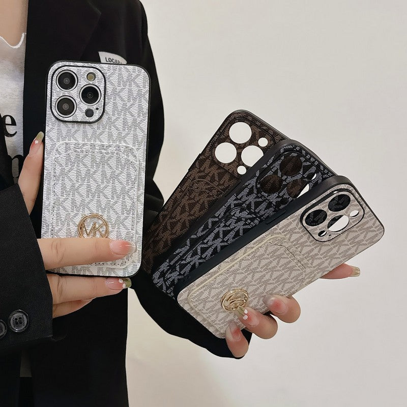 MK カードバッグ ゴールドロゴ iPhone ケース