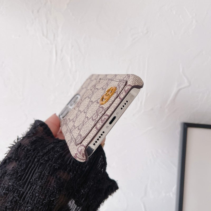 Custodia classica per iPhone con borsa per carte GG