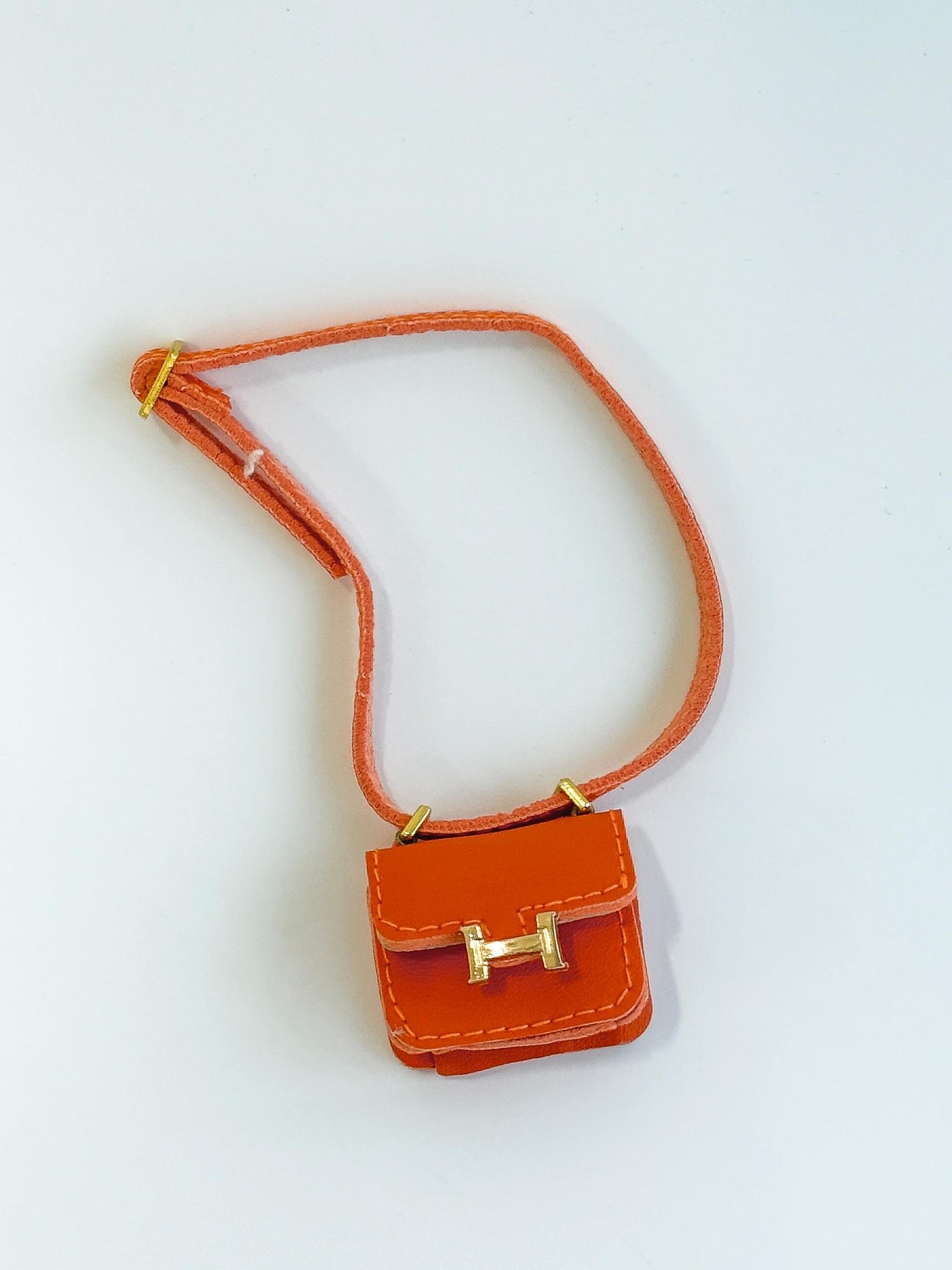 Labubu Mini Micro H Flap Crossbody - Orange with Gold Accent