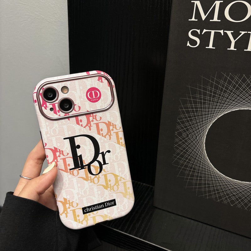 CD Blanco & Funda de cuero marrón para iPhone