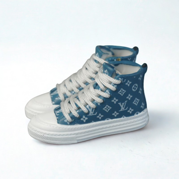 Labubu L.V. Inspired High-Top Miniature Sneaker - Denim Blue