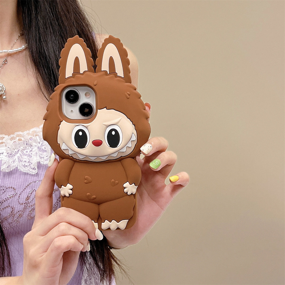 Labubu 3D Silicone Phone Case - Soft, Flexible & Adorable Cartoon Design