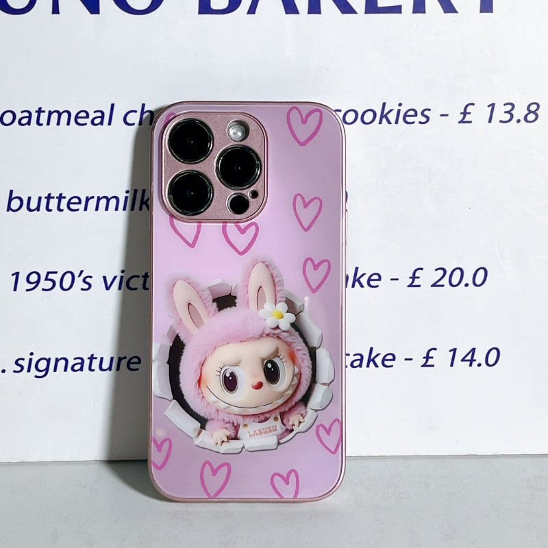 Labubu Adorable Bunny Embossed Clear Phone Case - For iPhone Models