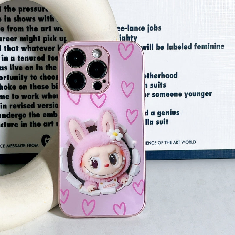 Labubu Adorable Bunny Embossed Clear Phone Case - For iPhone Models