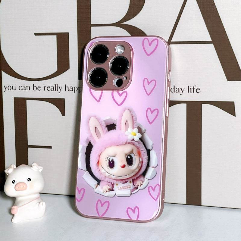 Labubu Adorable Bunny Embossed Clear Phone Case - For iPhone Models