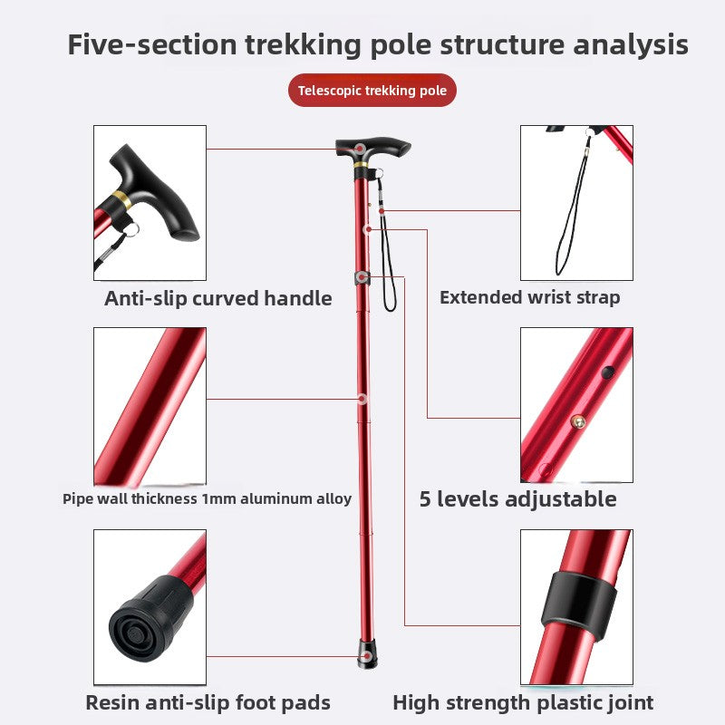 Five-Section T-Handle Folding Trekking Pole
